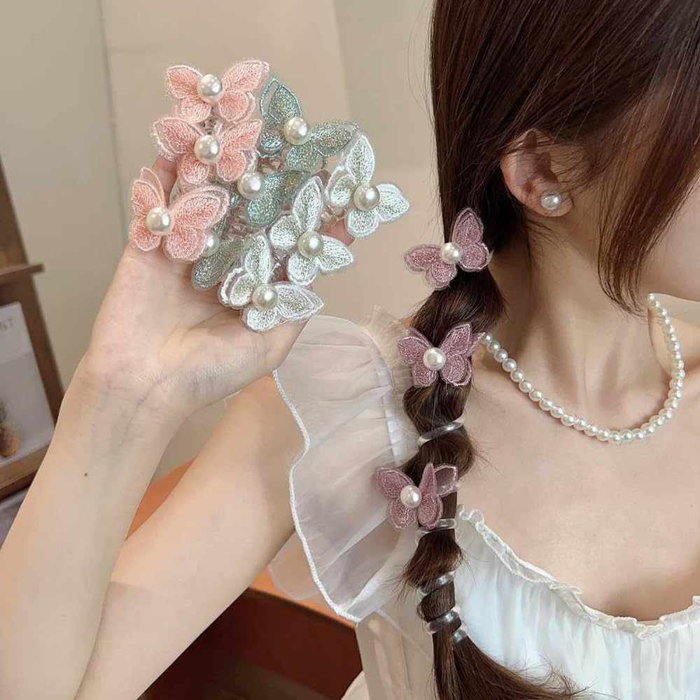 Cute Hair Accessories Telephone line butterflies ponytail braid hair rope - Purple / Ponytail Holder for Fine Thin Hair