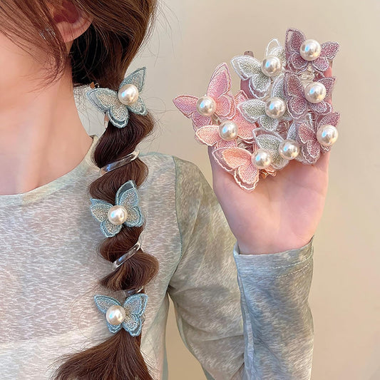 Cute Hair Accessories Telephone line butterflies ponytail braid hair rope - Green / Ponytail Holder for Fine Thin Hair