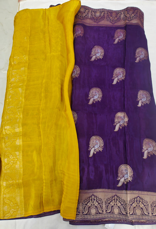 Pure Original Bangalore Pattu Saree - Purple