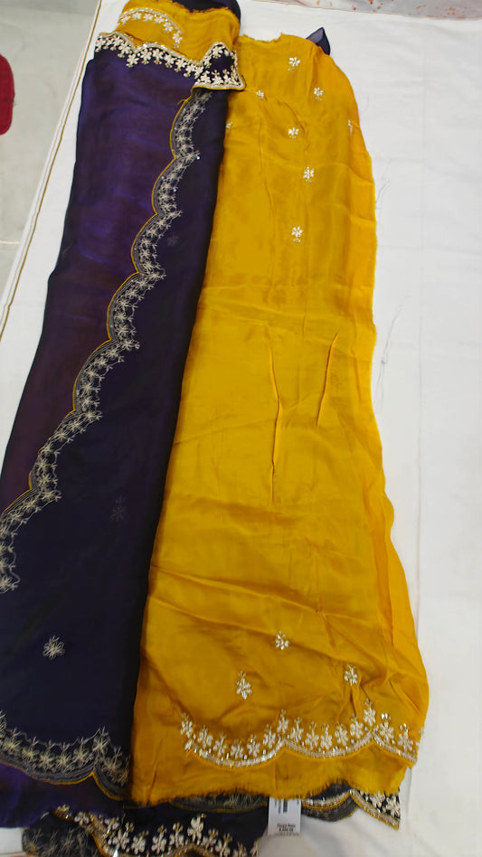 Space Silk hand work Saree - Purple