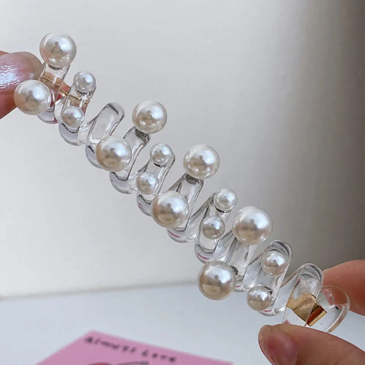 Cute Hair Accessories Telephone line pearl ponytail braid hair rope - White / Ponytail Holder for Fine Thin Hair