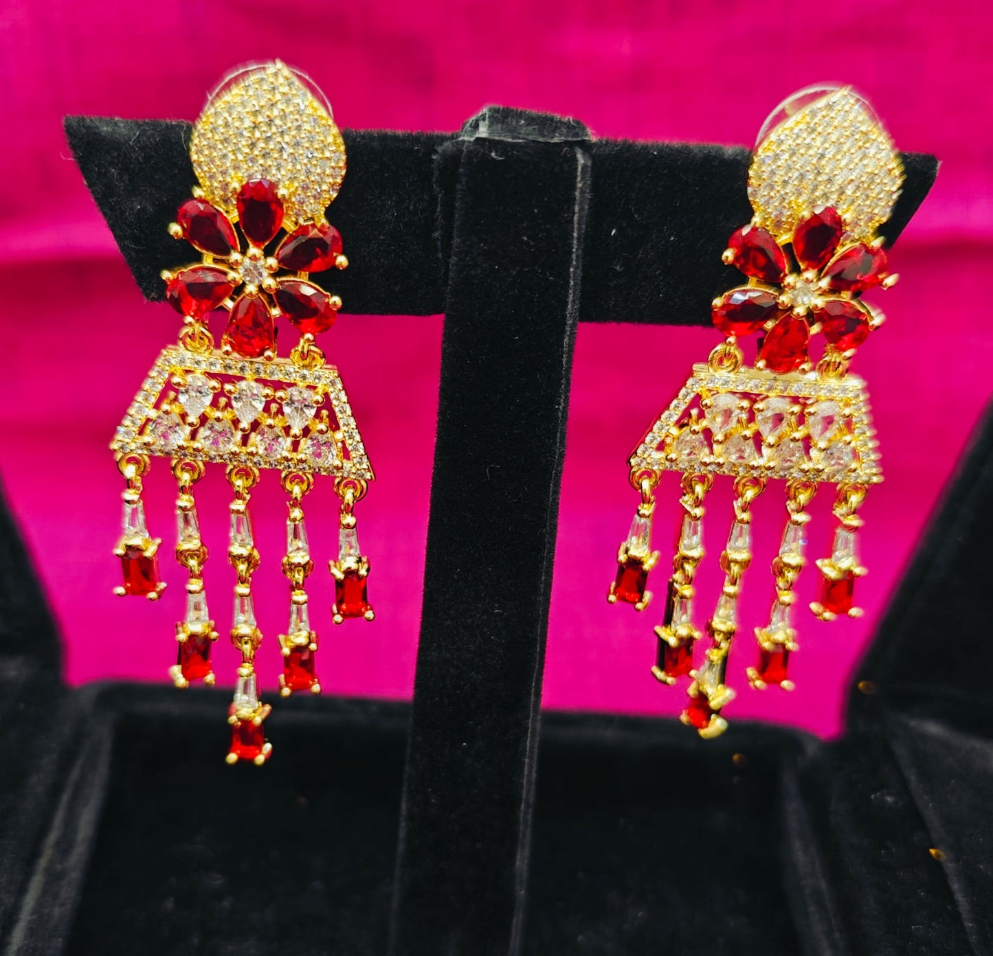 Stylish designer/Party Earrings - Red